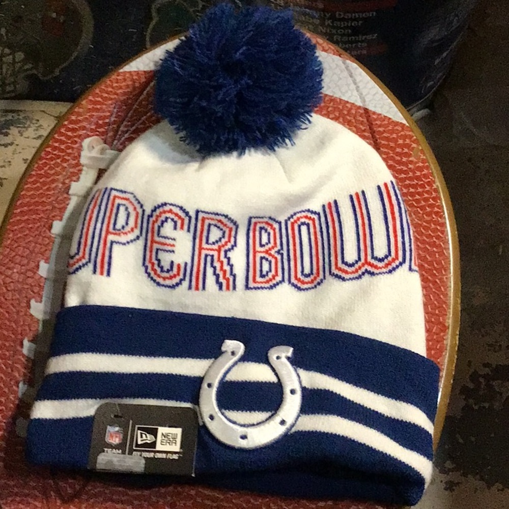 Baltimore Colts NFL Super Bowl V Pom Knit Hat Cap Indianapolis